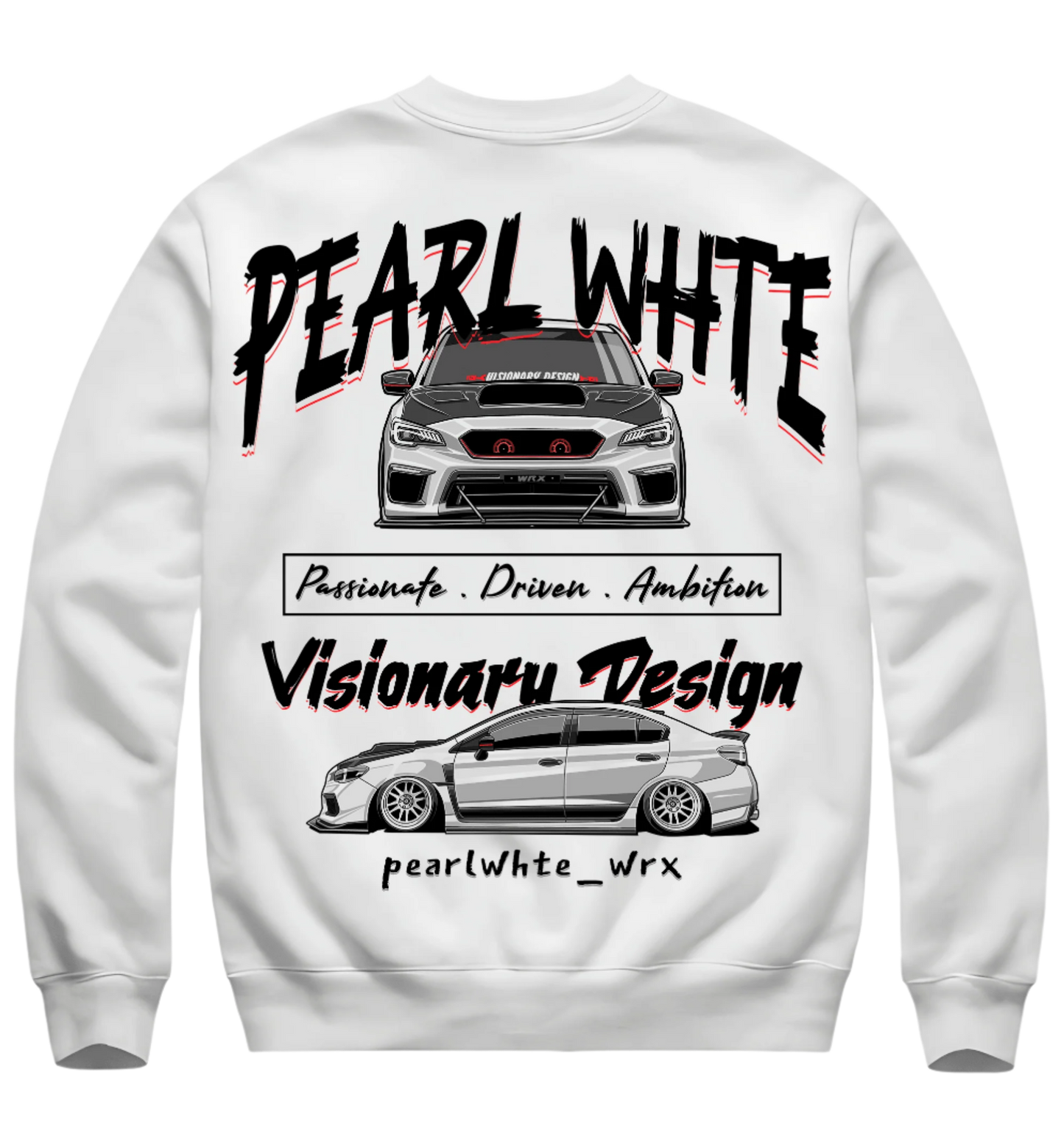 Pearlwhte_wrx Crewneck - Lens And Pistons 